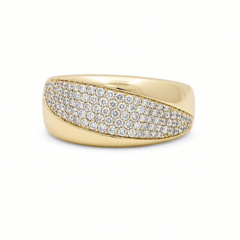 14K Yellow Gold Band Diamond Fashion Ring with 0.62Tw Round Diamonds - Miral Jewelry