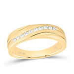 14K Yellow Gold Band Diamond Wedding Band with 0.25Tw Rounds Diamonds - Miral Jewelry