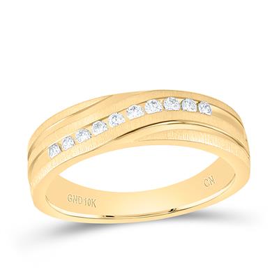 14K Yellow Gold Band Diamond Wedding Band with 0.25Tw Rounds Diamonds - Miral Jewelry