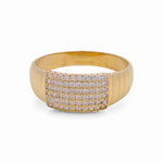 14K Yellow Gold Band with Cz Fashion Women's Ring - Miral Jewelry
