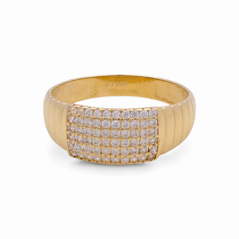 14K Yellow Gold Band with Cz Fashion Women's Ring - Miral Jewelry
