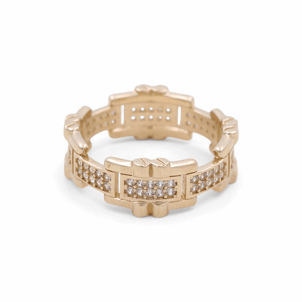 14K Yellow Gold Band with Cz Fashion Women's Ring - Miral Jewelry