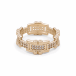 14K Yellow Gold Band with Cz Fashion Women's Ring - Miral Jewelry