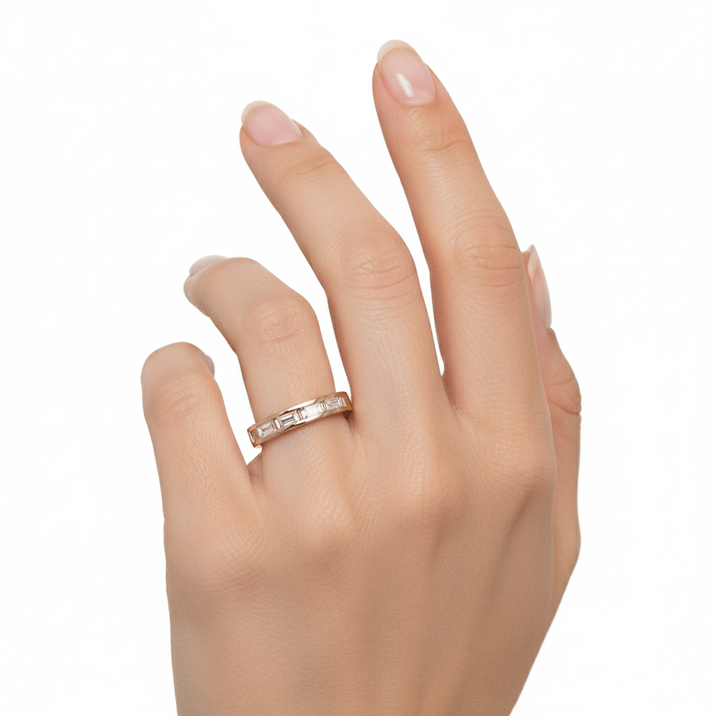 14K Yellow Gold Band with CZ Ring - Miral Jewelry