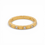 14K Yellow Gold Band with CZ Ring - Miral Jewelry