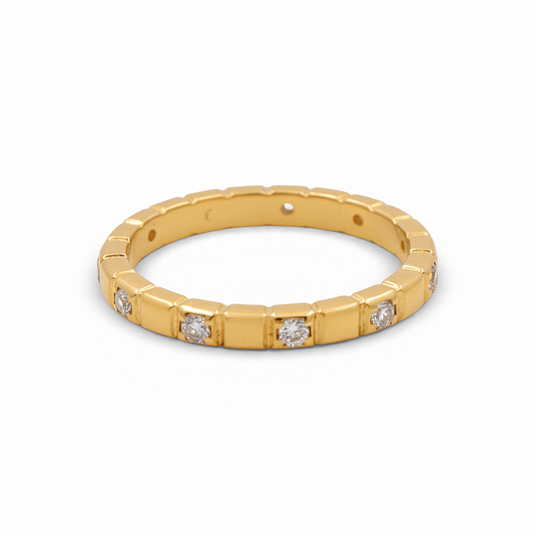 14K Yellow Gold Band with CZ Ring - Miral Jewelry