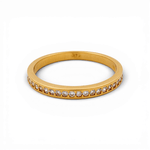 14K Yellow Gold Band with CZ Ring - Miral Jewelry