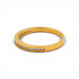 14K Yellow Gold Band with CZ Ring - Miral Jewelry