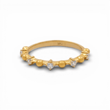 14K Yellow Gold Band with CZ Ring - Miral Jewelry