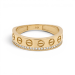 14K Yellow Gold Band with Cz Wedding Band - Miral Jewelry
