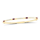 14K Yellow Gold Bangle Bracelet with 0.75Tw Round Diamonds and 1.25Tw Oval Rubys - Miral Jewelry