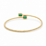 14K Yellow Gold Bangle Bracelet with 0.83Tw Emerald Emeralds and 0.19 Round Diamonds - Miral Jewelry