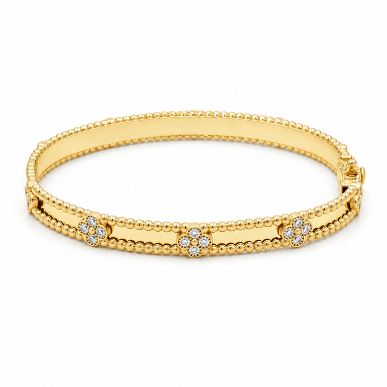 14K Yellow Gold Bangle Bracelet Women's - Miral Jewelry