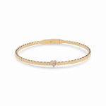 14K Yellow Gold Bangle with Heart Women's Bracelet - Miral Jewelry