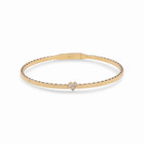 14K Yellow Gold Bangle with Heart Women's Bracelet - Miral Jewelry
