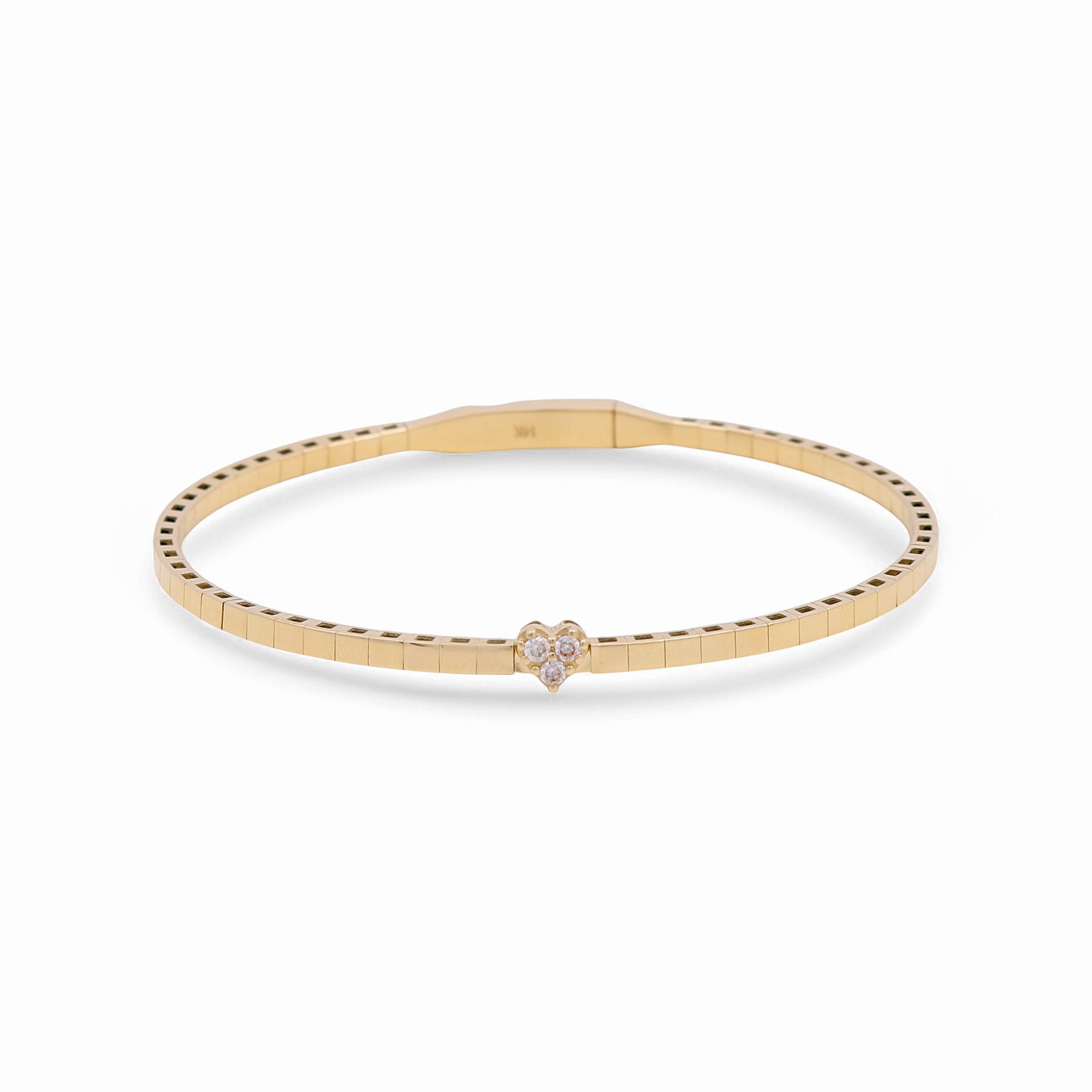 14K Yellow Gold Bangle with Heart Women's Bracelet - Miral Jewelry