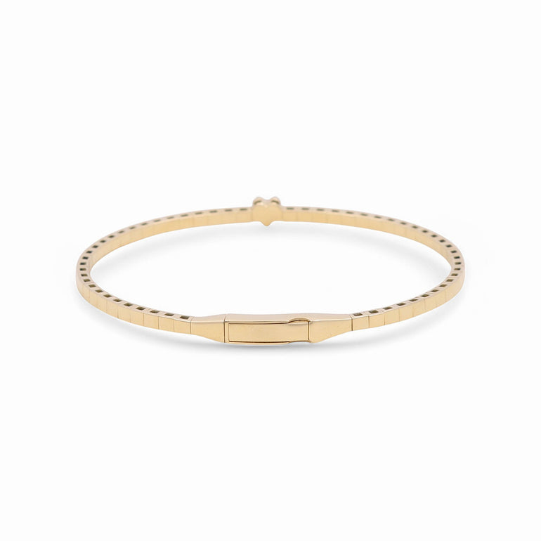 14K Yellow Gold Bangle with Heart Women's Bracelet - Miral Jewelry
