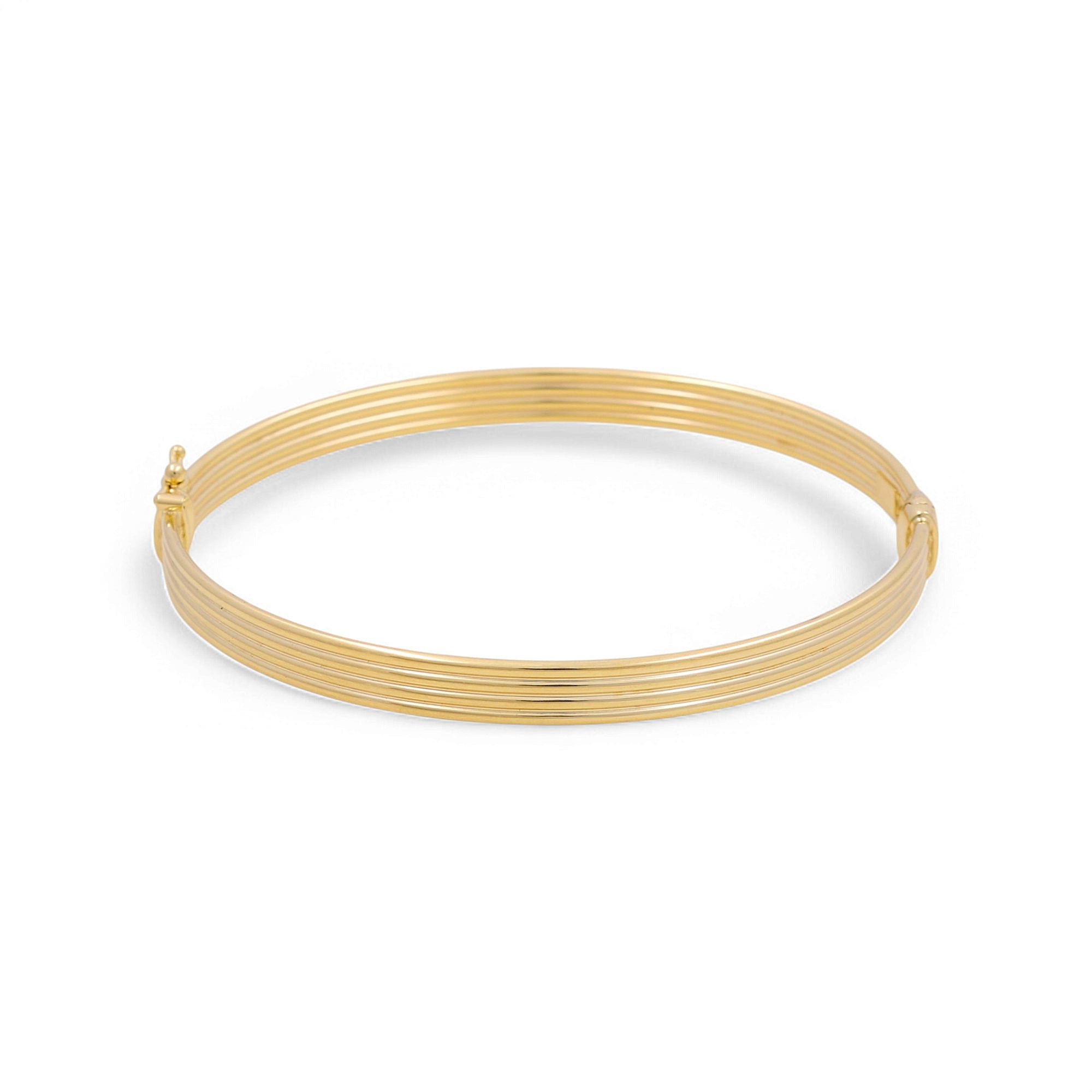 14K Yellow Gold Bangle Women's Bracelet - Miral Jewelry