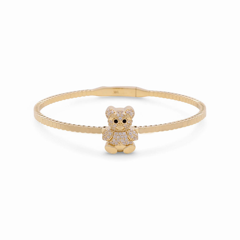 14K Yellow Gold Bangle Women's Bracelet - Miral Jewelry