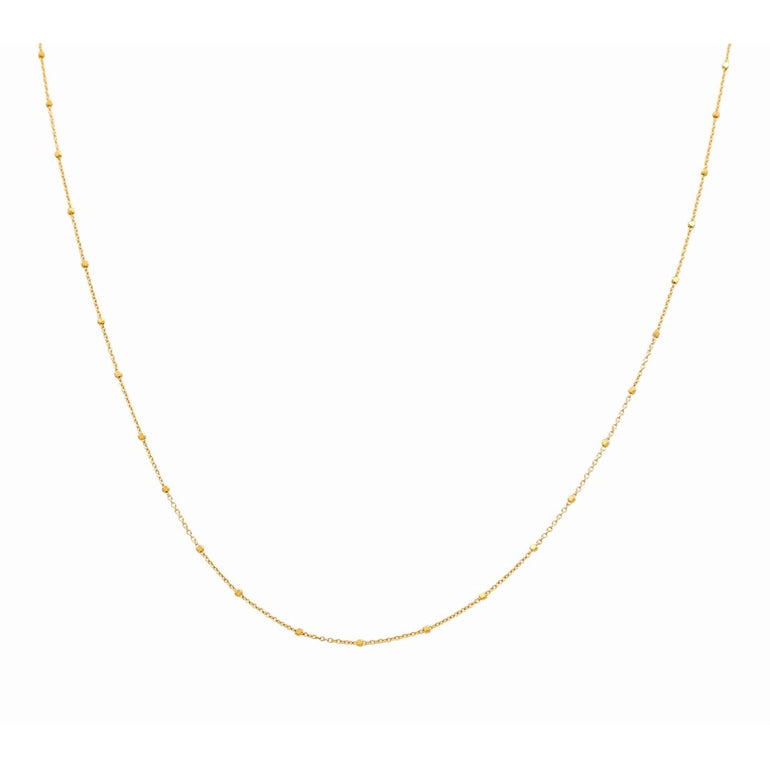 14K Yellow Gold Bead Station Chain 1mm, 18in, 1.8 g