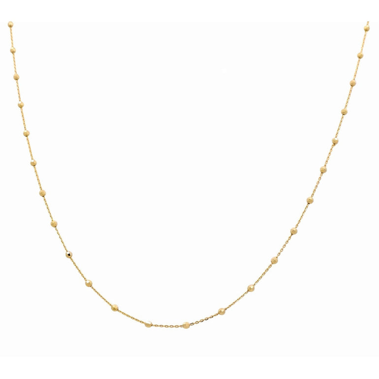 14K Yellow Gold Bead Station Chain 18in, 3.2 g