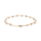 14K Yellow Gold Beads and Blue Eye Women's Bracelet - Miral Jewelry