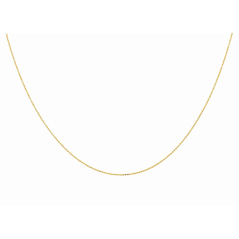 14K Yellow Gold Bead Chain 1mm, 16in, 1.7 g