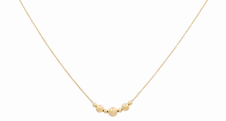 14K Yellow Gold Beads Necklace - Miral Jewelry