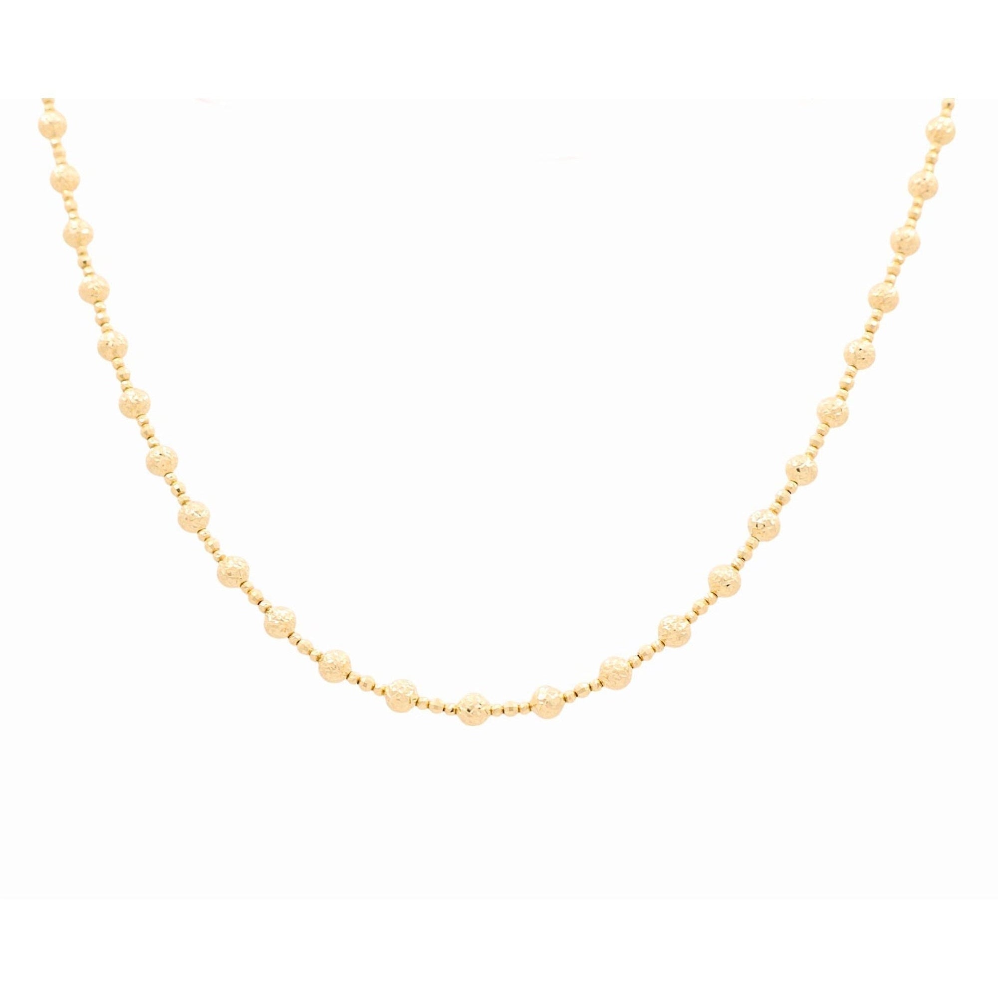 14K Yellow Gold Diamond-Cut Bead Necklace 18in, 8.7 g