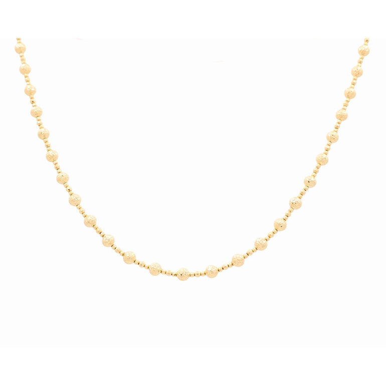 14K Yellow Gold Diamond-Cut Bead Necklace 18in, 8.7 g