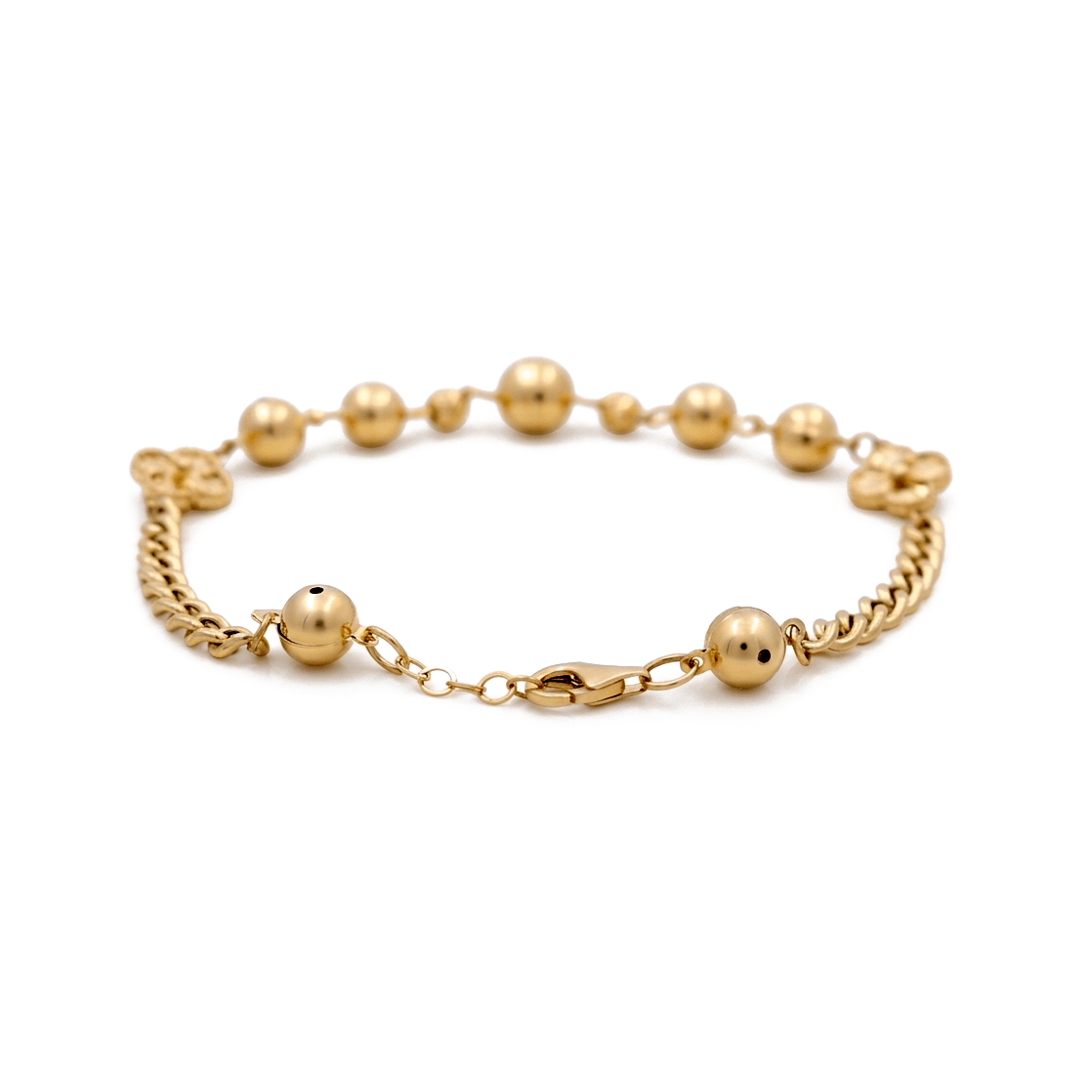 14K Yellow Gold Gold Bead Bracelet 7in, 6.8 g – view 2