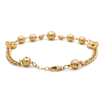 14K Yellow Gold Beads with Flower Bracelet Women's - Miral Jewelry