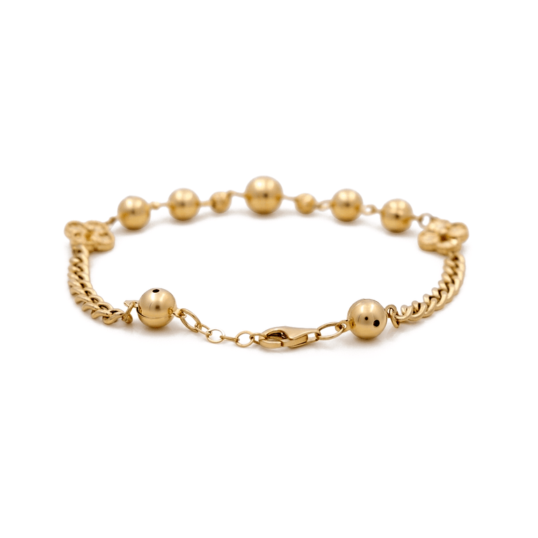 14K Yellow Gold Gold Bead Bracelet 7in, 6.8 g – view 2