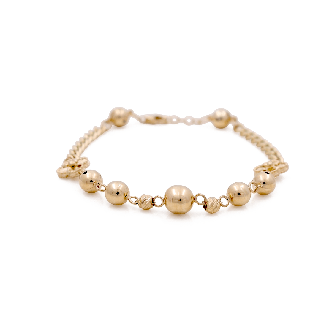 14K Yellow Gold Gold Bead Bracelet 7in, 6.8 g