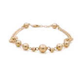 14K Yellow Gold Beads with Flower Bracelet Women's - Miral Jewelry