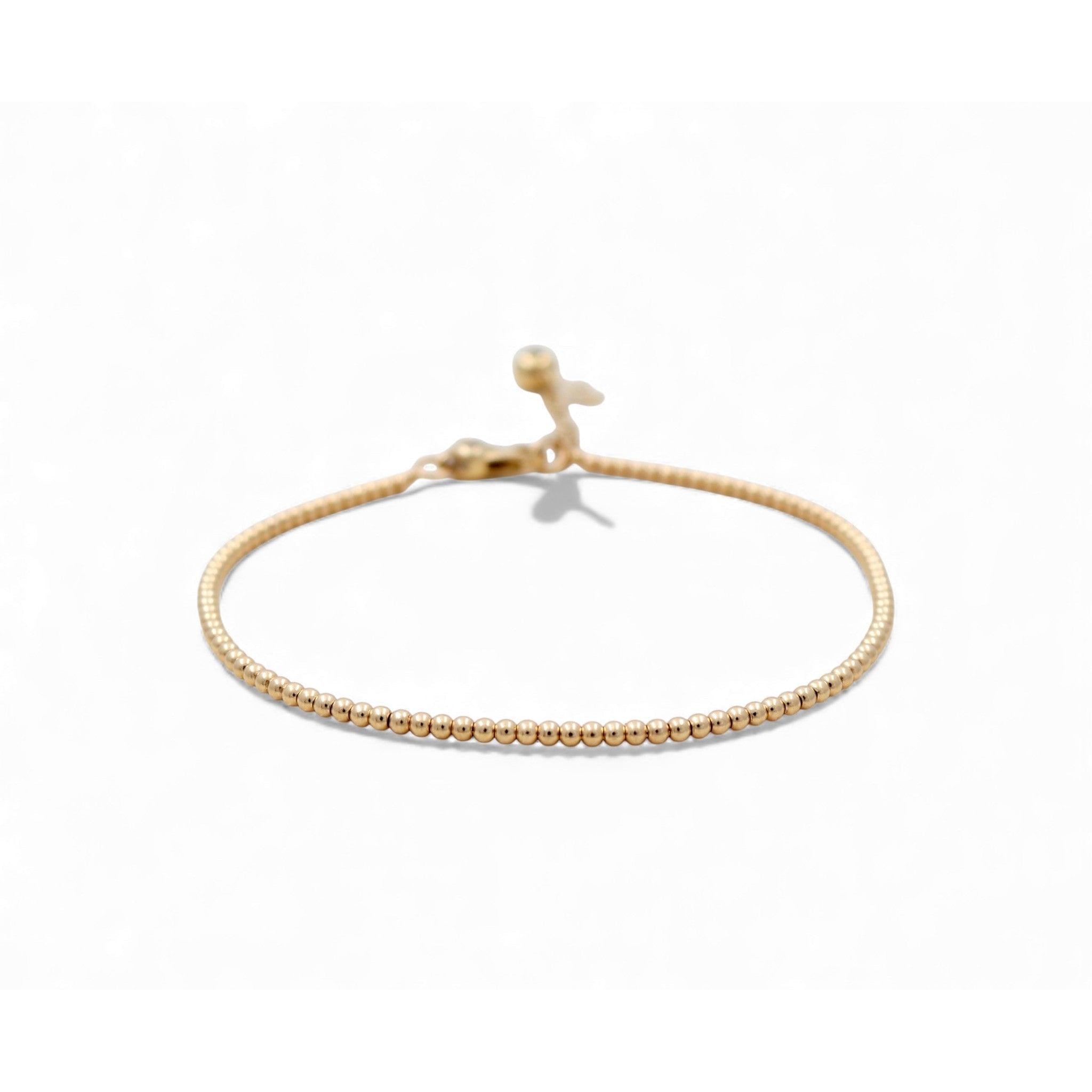 14K Yellow Gold Adjustable Bead Bracelet 8in, 5.5 g