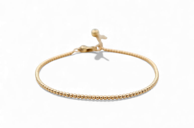 14K Yellow Gold Beads Women's Bracelet - Miral Jewelry