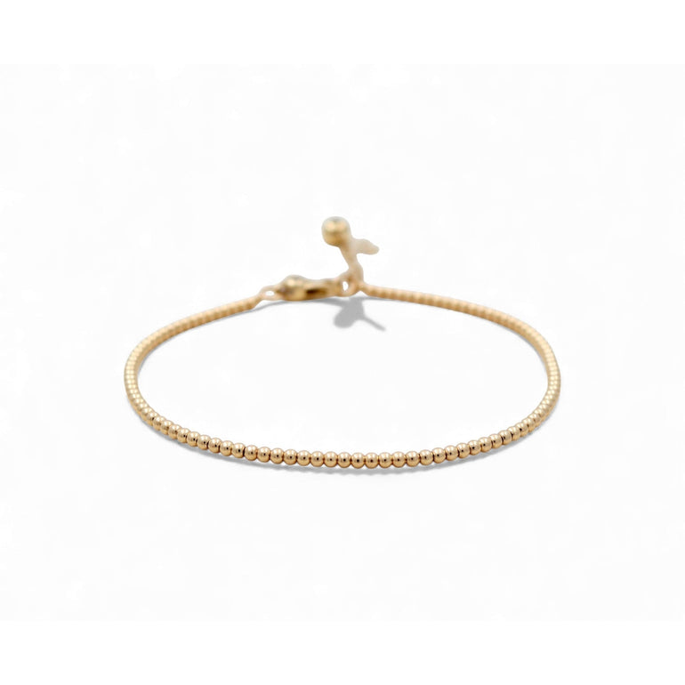 14K Yellow Gold Adjustable Bead Bracelet 8in, 5.5 g