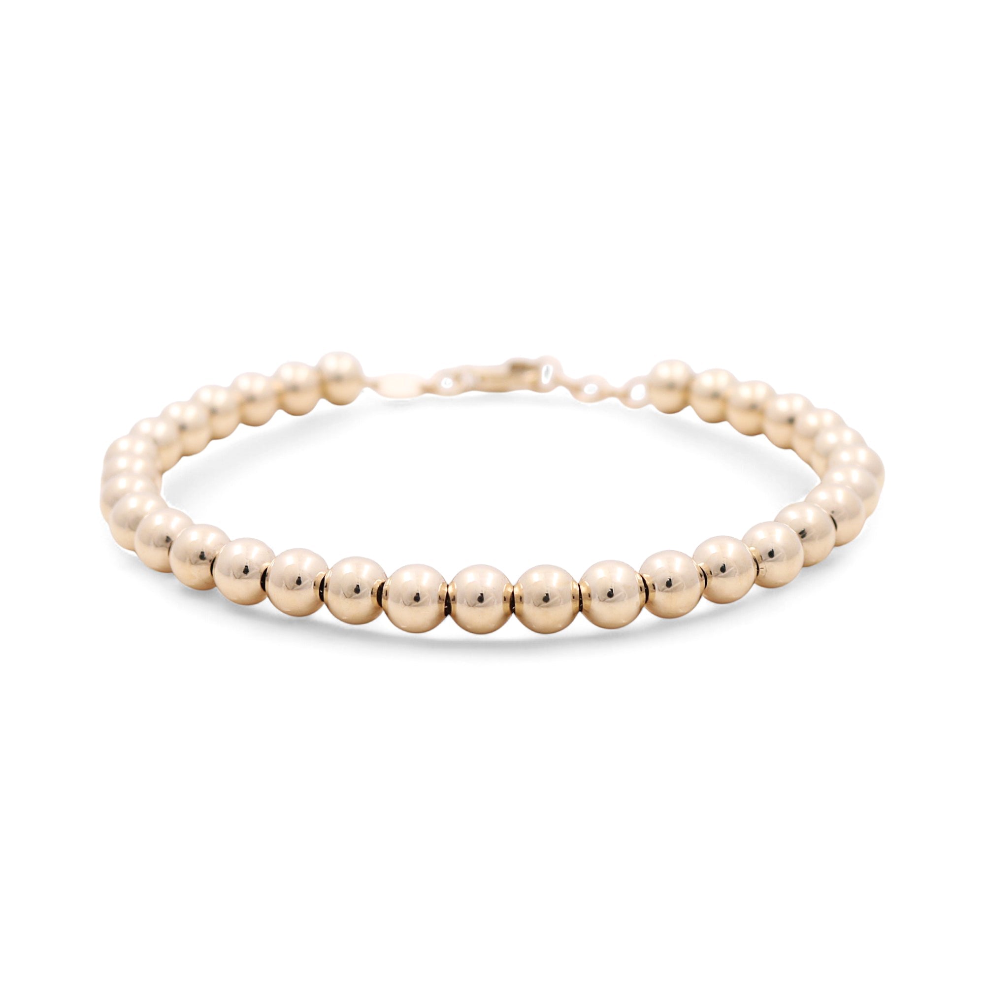 14K Yellow Gold Beads Women's Bracelet - Miral Jewelry