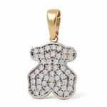 14K Yellow Gold Bear with Cz Pendant - Miral Jewelry