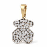 14K Yellow Gold Bear with Cz Pendant - Miral Jewelry