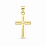 14K Yellow Gold Beveled Cross Pendant – 1.3 g - Miral Jewelry