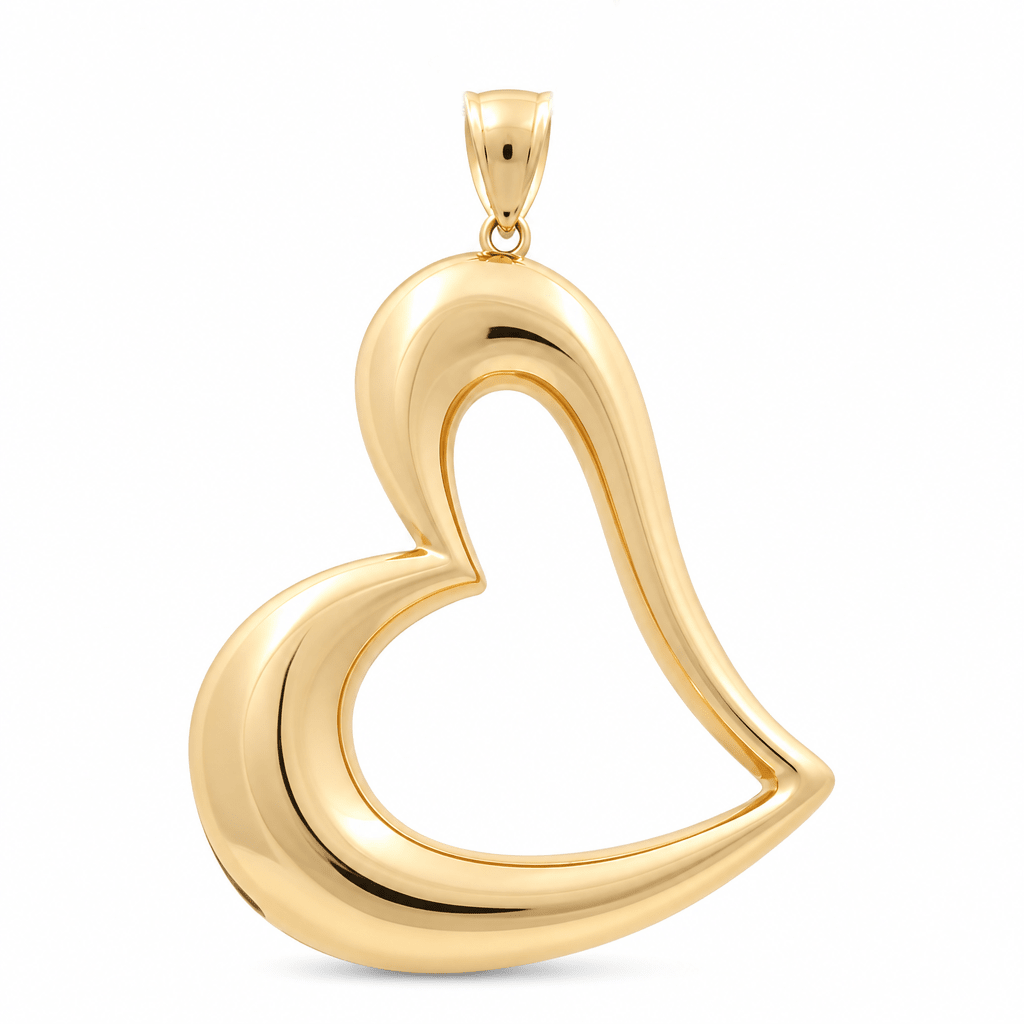 14K Yellow Gold Big Heart Pendant - Miral Jewelry