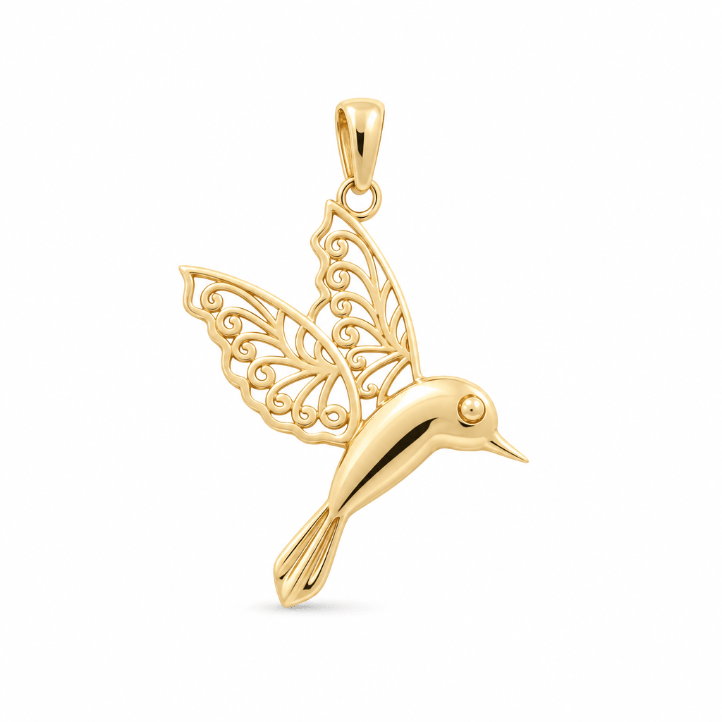 14K Yellow Gold Bird Pendant - Miral Jewelry