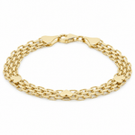 14K Yellow Gold Bismarck Bracelet with Hearts – 7.5" - Miral Jewelry
