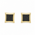 14K Yellow Gold Black CZ Square Stud Earrings - Miral Jewelry