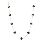 14K Yellow Gold Black Heart Necklaces - Miral Jewelry