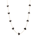 14K Yellow Gold Black Heart Necklaces - Miral Jewelry
