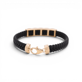 14K Yellow Gold Black Leather Bracelet - Miral Jewelry