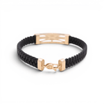 14K Yellow Gold Black Leather Bracelet - Miral Jewelry